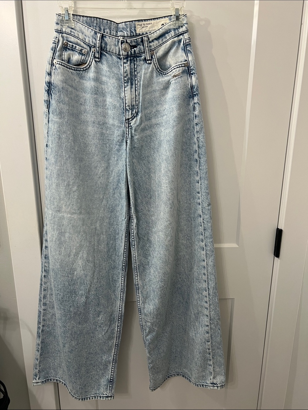 rag & bone Light Wash Wide-Leg Jeans